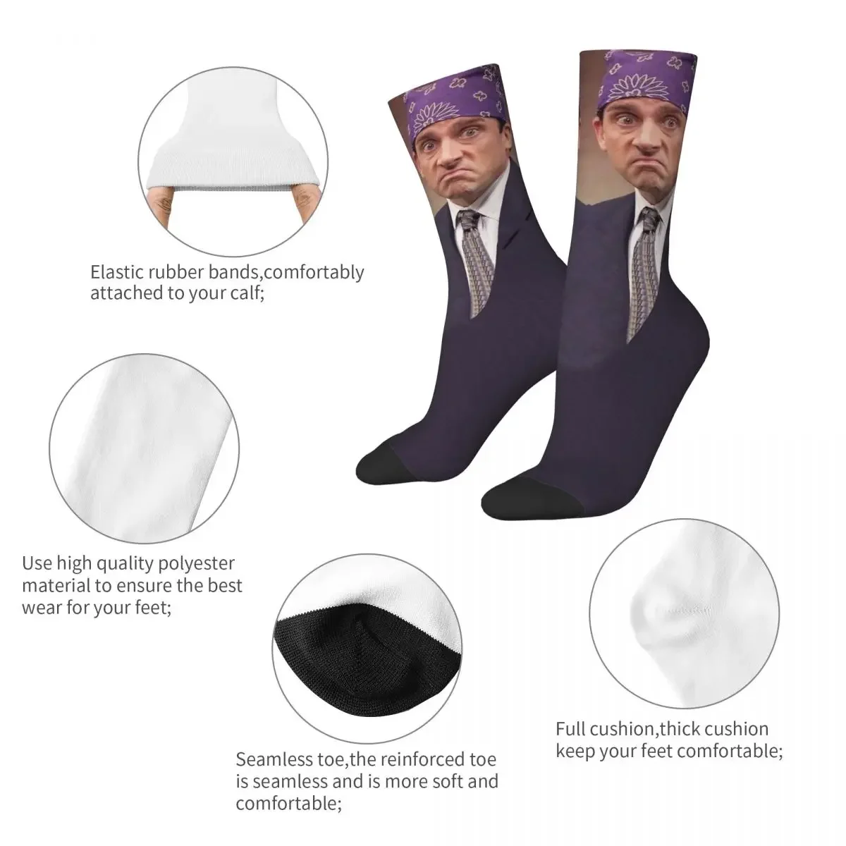 Prison Mike Socks Men's Women's Funny Happy The Office TV Show Socks High Quality Spring Summer Autumn Winter Socks Gift