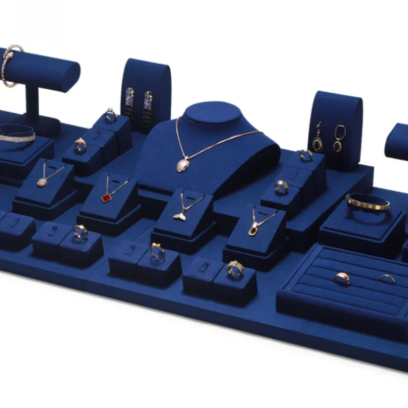 Jewelry display props, dark blue jewelry display rack, high-end rings, necklaces, necklaces, jewelry display tray