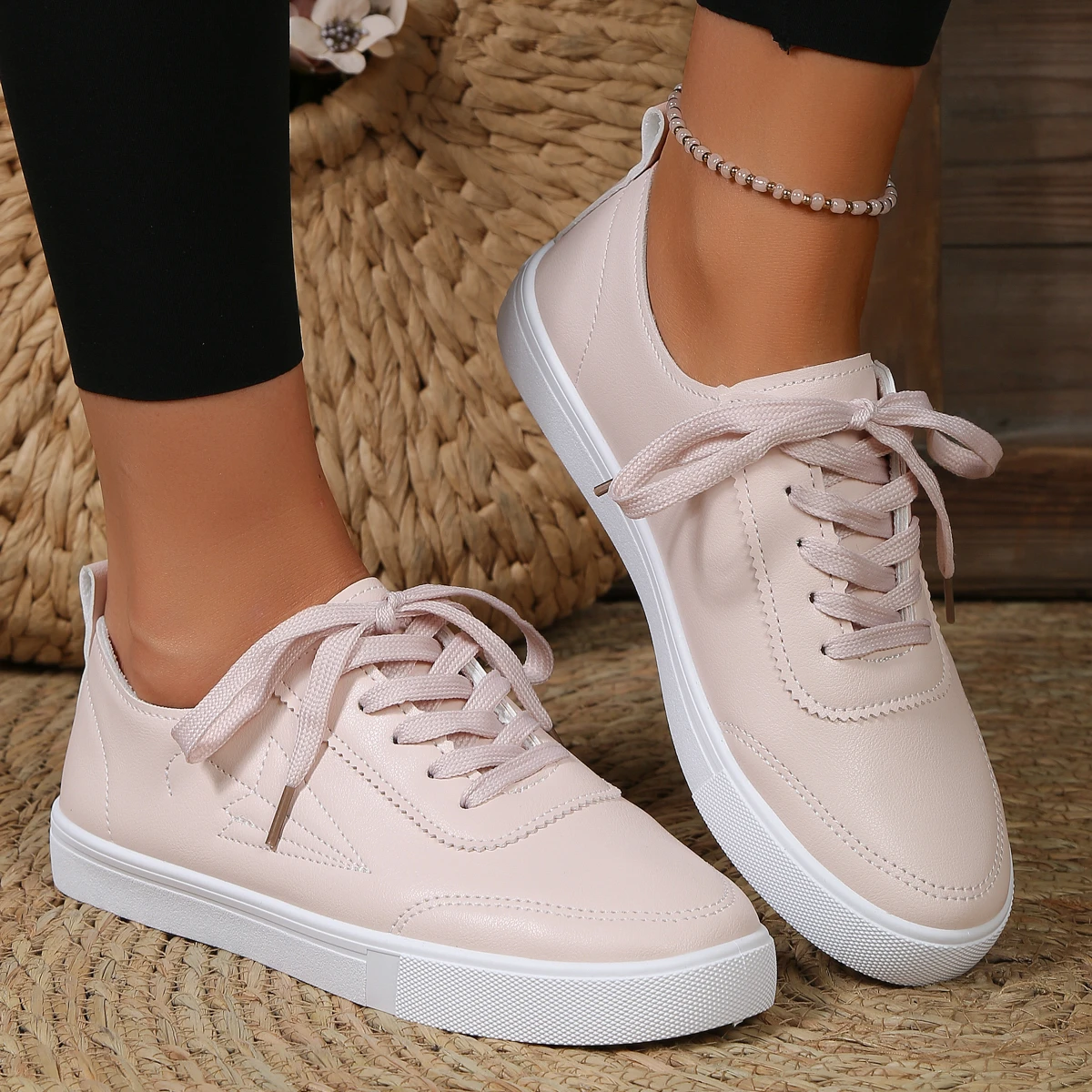 Casual Flat Bottom Women's Shoes Comfortable Fashionable Versatile Spring Autumn New Style Large Size round Toe Rubber Outsole
