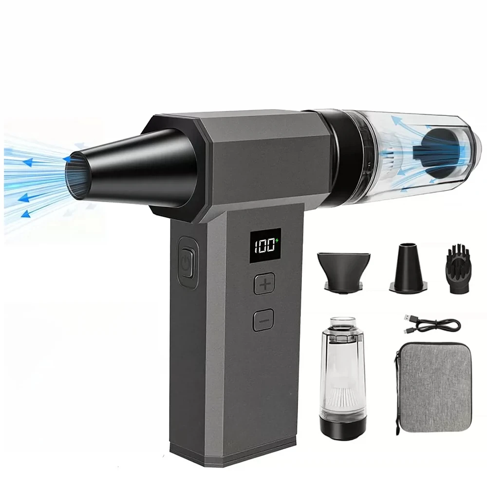 130000RPM Brushless Turbo Blower and Vacuum 2 in 1, High Power Cordless Air Duster for Car Snow Water Electronics Cleaning Home