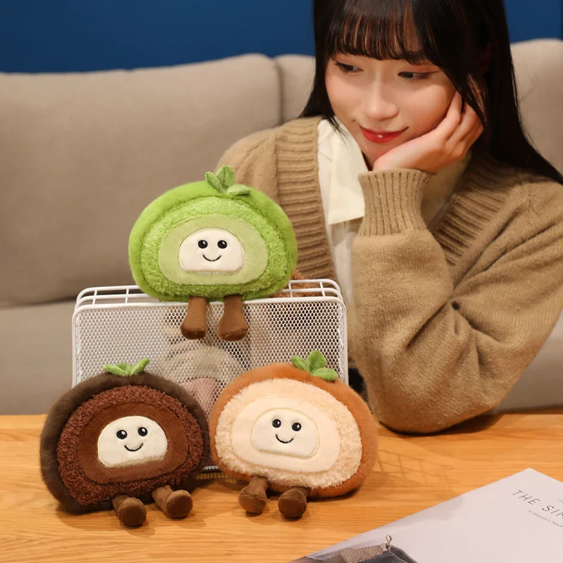 

Kawaii Smile Swiss Roll Plush Toys Soft Stuffed Cartoon Smile Dessert Doll Delicate Mini Desktop Decor Lovely Gift To Girlfriend