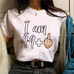 女性のための50歳の誕生日Tシャツ,日本の面白いプリントTシャツ,女の子のためのデザイナーウェア,2000s