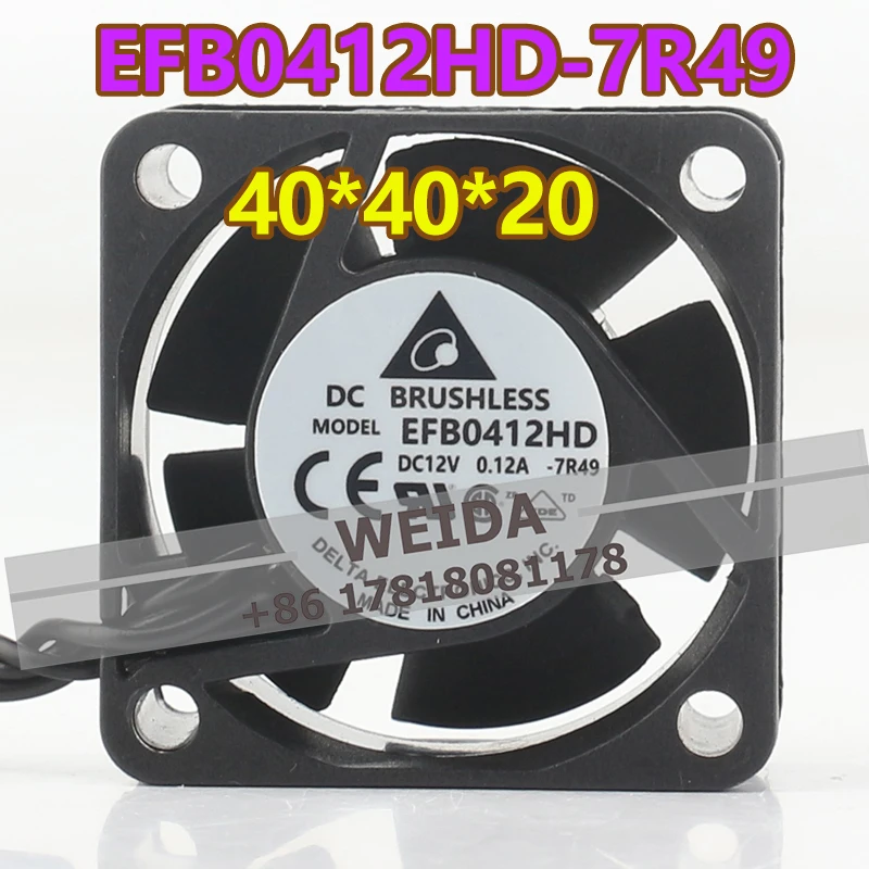 

Вентилятор охлаждения Delta 12V 0.12A 4020 с регулировкой скорости, высоким объемом воздухопотоки, двойным шарикоподшипником EFB0412HD-7R49