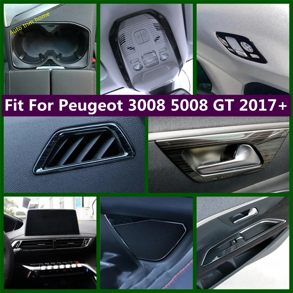 

Steel Door Speaker Window Lift Button Reading Light Lamp Glove Storage Box Decor Cover Trim For Peugeot 3008 5008 GT 2017 - 2023