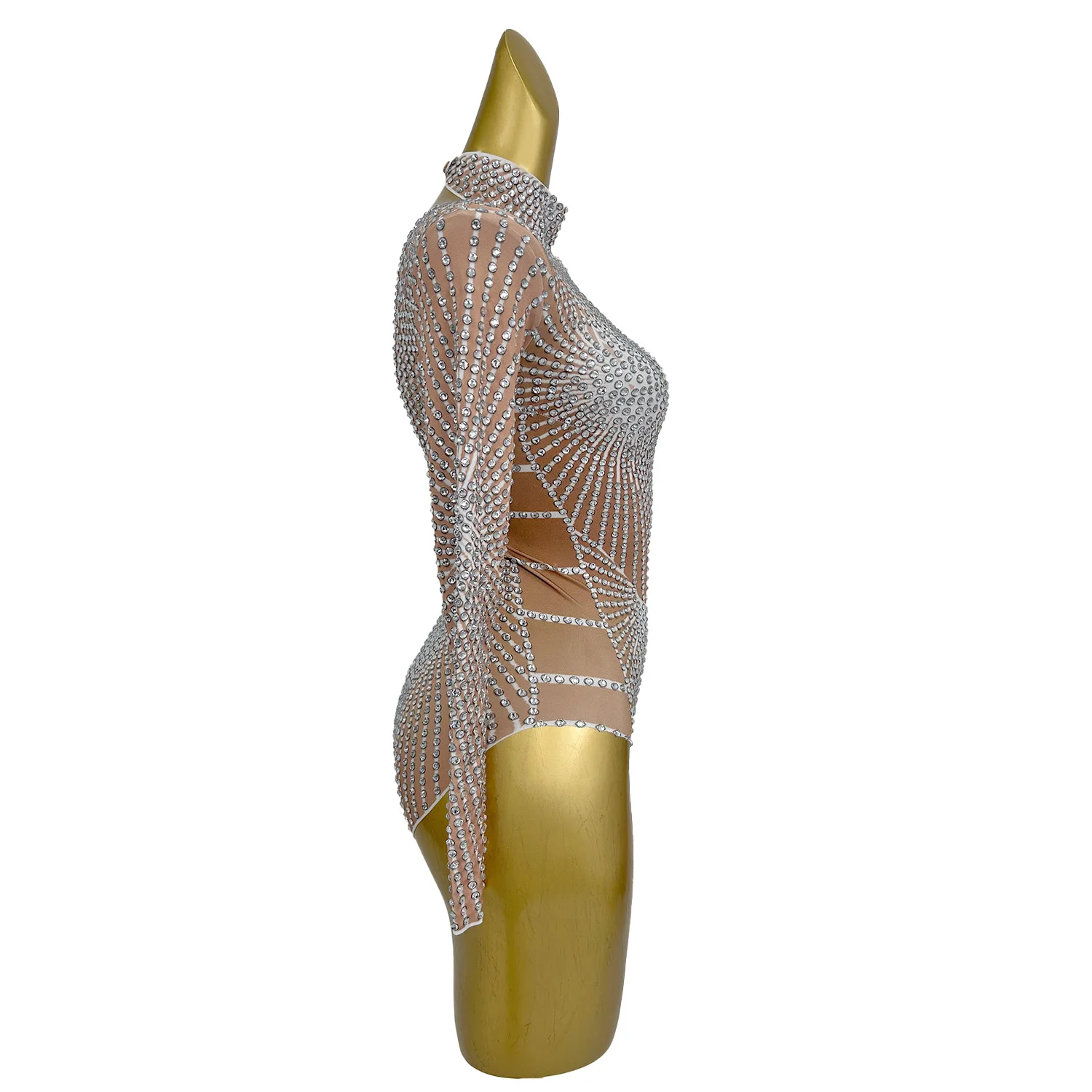 Sparkly Rhinestones Jumpsuit Dance Costume Crystals Bodysuit for Women Party Stage Wear Dance Show Sexy Outfit Wudu