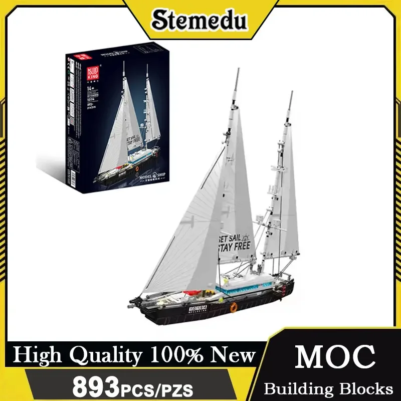 

Mould King 893PCS Modern Twin-Masted Sailing Ship Replicated Watercraft Scale Model Construction Assembly Set Kids Adult Present