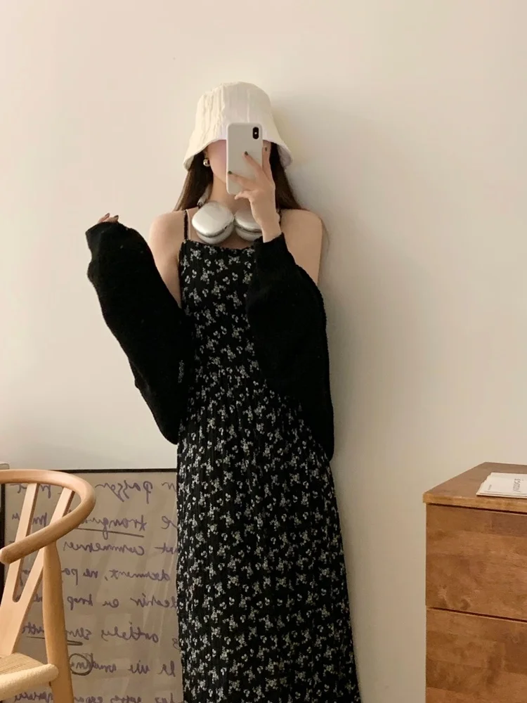 Ele Korean Sle Floral Print Wrap Dr Women's Summer A-Line Skirt Casual Slimming Long Dr Ci Commute Wear