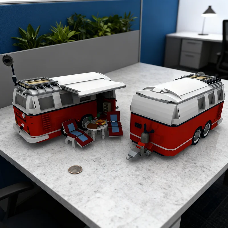 1455pcs MOC Custom T1 Caravan - Trailer 2-axle Creator Model Building Blocks Christmas Gifts Toys Craft Assemble Collection