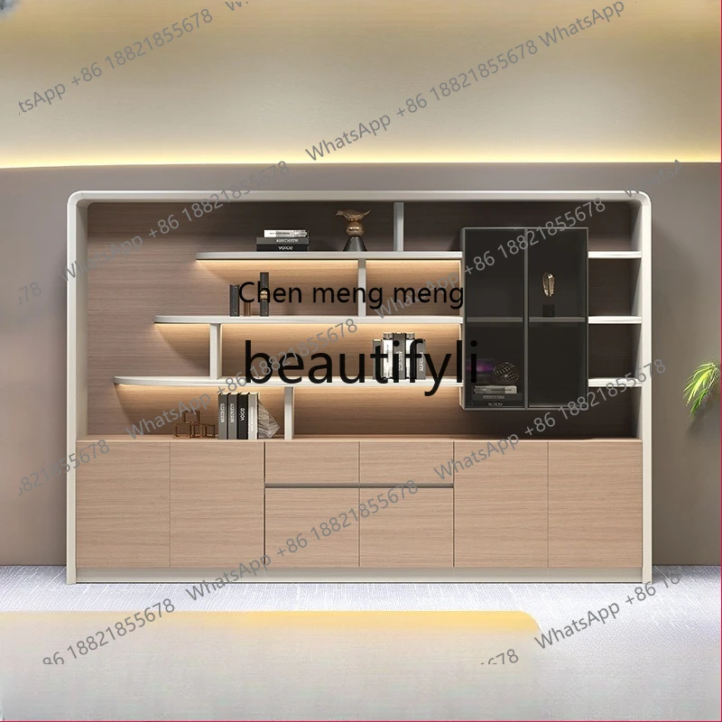 Hot sales Boss File Cabinet with Lock, Storage Cabinet for Office, Wooden Modern Office Background Archive Bookcase