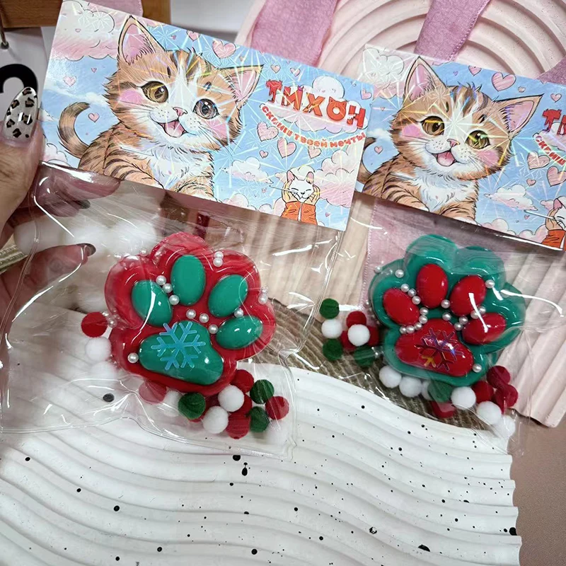 Jouet à presser Kawaii pour filles, griffe de chat de Noël, Mochi doux, rebond lent, jouets d'instituts soulignés, cadeaux de Noël mignons, jouets de décompression, 1 pièce