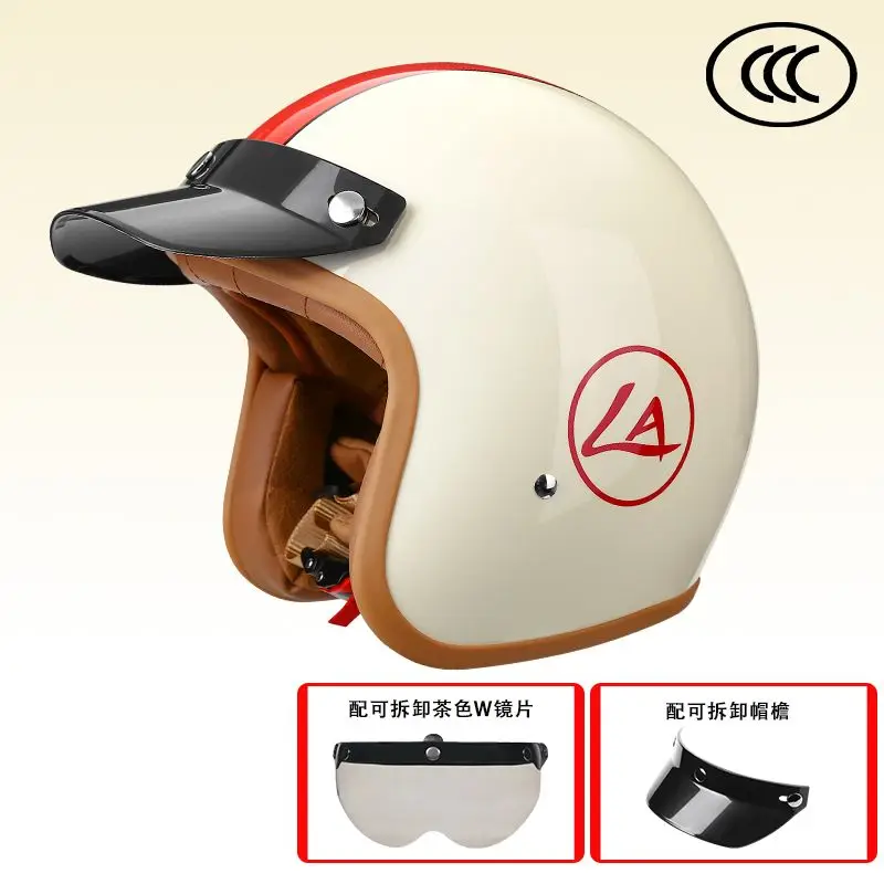 

Motorcycle Helmet Retro Style Half Helmet All Season Electric Vehicle Universal Sun Protection Hat Brim Sun Protection Lens