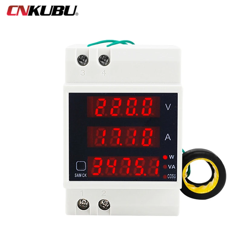 D52-2048 AC Voltmeter Ammeter Active Power Meter Power Factor Detector 220V Digital Air Switch Practical and Convenient