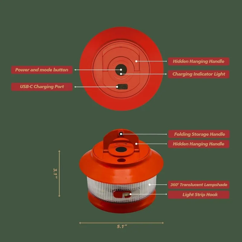 

Светодиодная лента A04G, 20 метров, перезаряжаемая, разноцветная, портативная, для наружного освещения, для кемпинга, палаток и террас