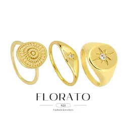24k Gold Plated Silver Plated European American Sun/star Ring Vintage Simple Ring Fashion Party Jewelry Accessories Unisex