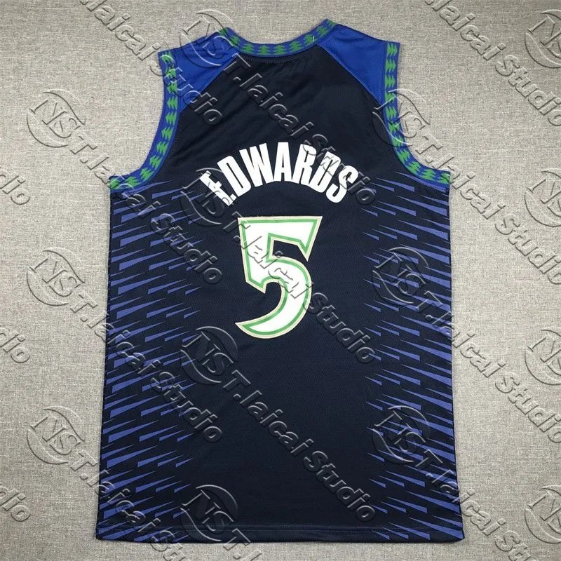 2526 Nueva camiseta de Timberwolves, chalecos deportivos de baloncesto para hombres y mujeres, Anthony Edwards No.5, camisetas sin mangas con estampado 3D, chaleco para fanáticos