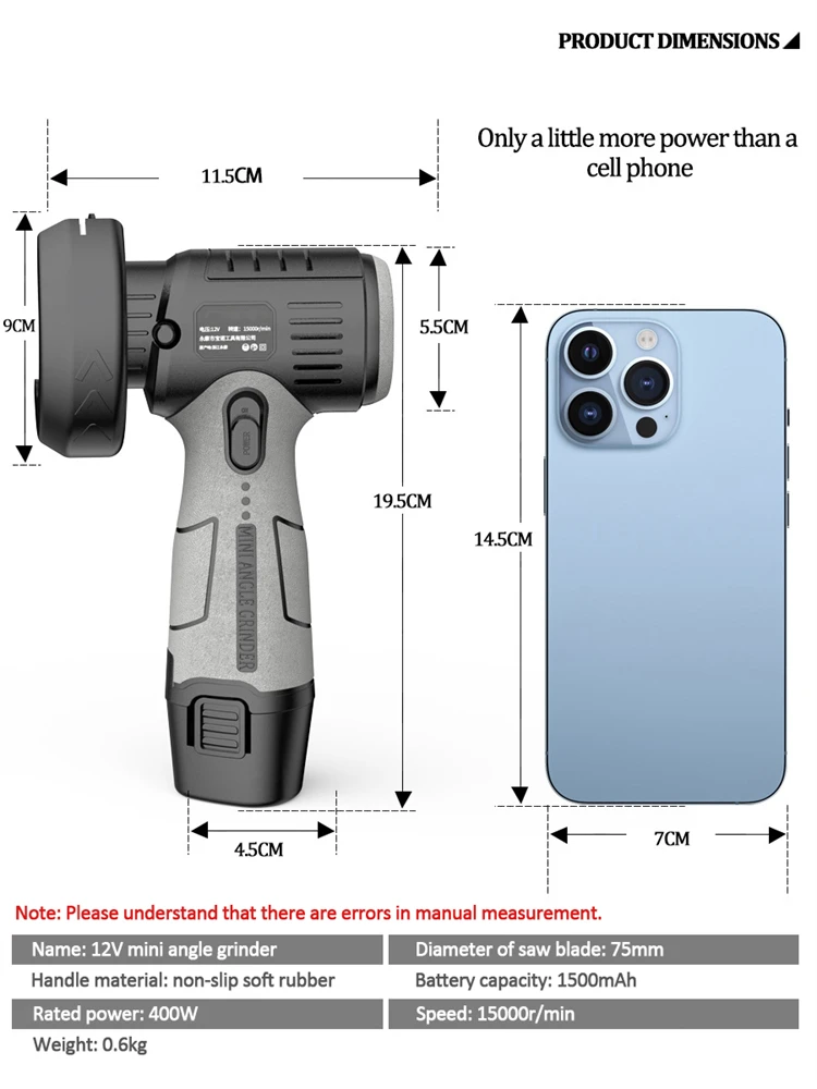 ミニ充電式アングルグラインダーコードレス電気アングルグラインダー 15000rpm ミニ研磨研削盤ダイヤモンド切断 PowerGr
