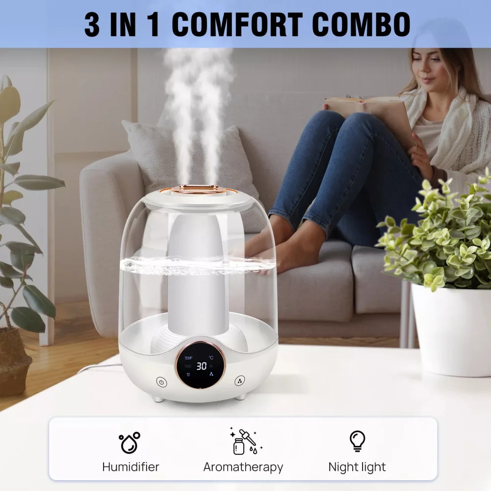 

7 Color Bedroom 3L Quiet Cool Mist Air Humidifier With Night Light Noise Level Humidifiers For Bedroom