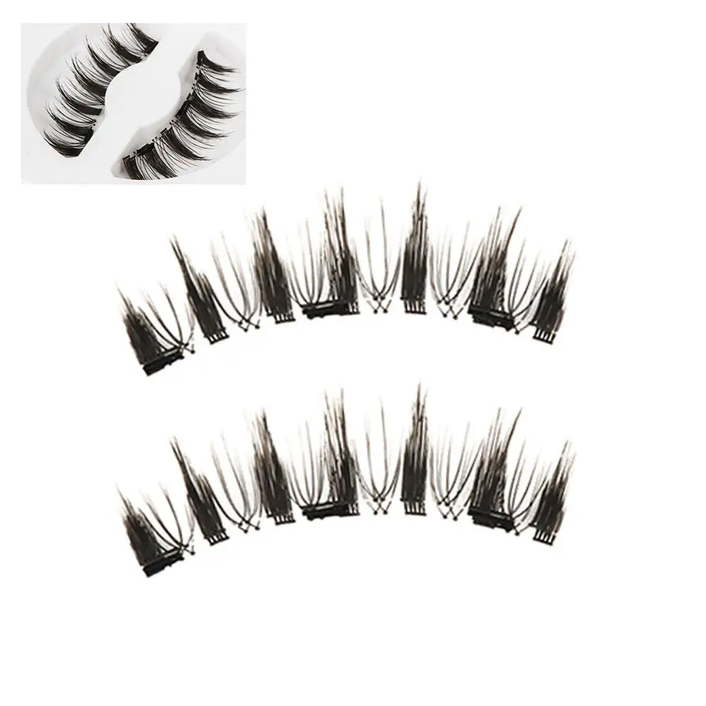 New Magnetic Eyelashes Reusable No Glue Needed False Eyelashes with Magnetic Tweezers Curly Faux Lashes Makeup