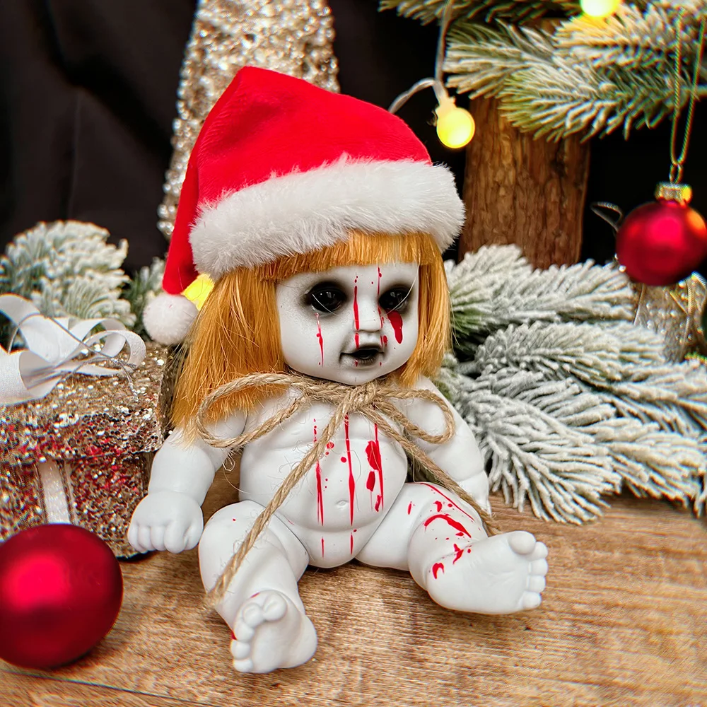 2025 Babyvakantiecadeaus 20 cm Bebe-pop Kerstpoppen Levensechte herboren zombiepoppen versierd met horror herboren pop Anime-pop