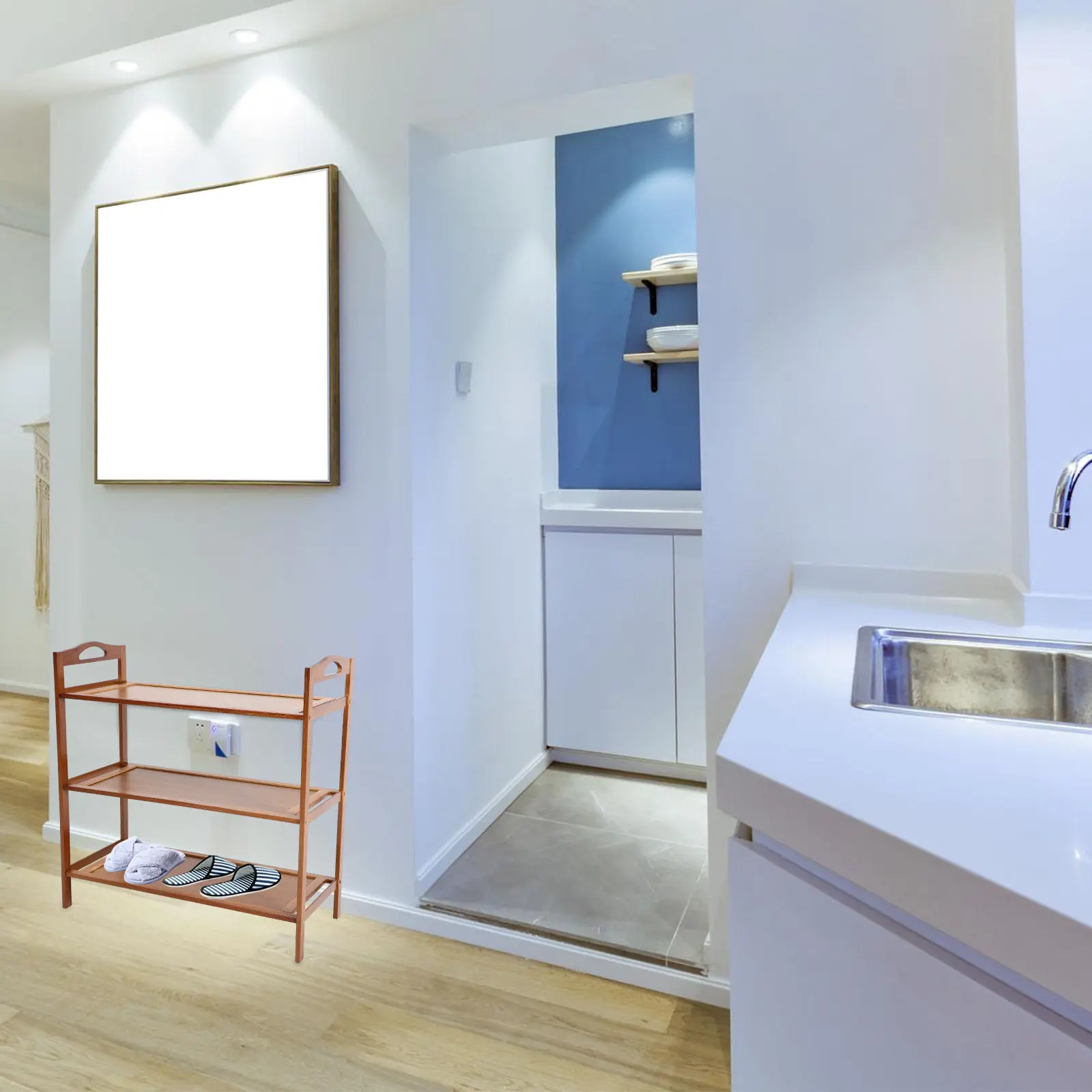 

Бамбуковая многоярусная полка для обуви, 3-уровневый органайзер для экономии места в прихожей, компактная полка для хранения обуви, органайзер для обуви