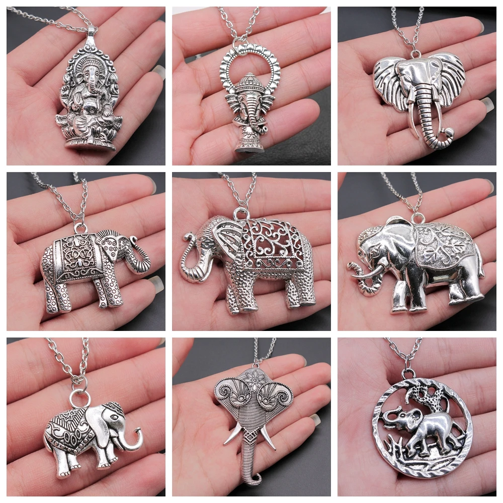 New Fashion Big Lucky Elephant Pendant Necklace Long Chain Necklace For Women Costume Jewellery Necklace Dropshipping