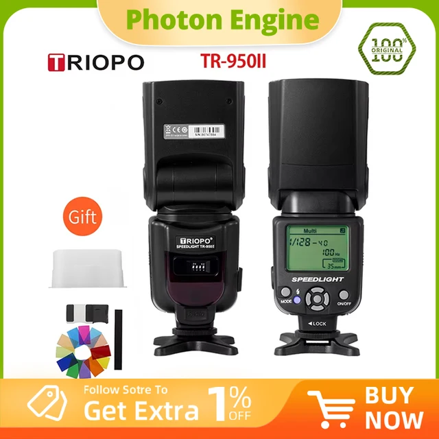 Flash Triopo TR-950II Speedlite + Transmissão Sem Fio G4 2.4G para Câmeras Nikon Canon 650D 550D 450D 1100D 60D 7D 5D
