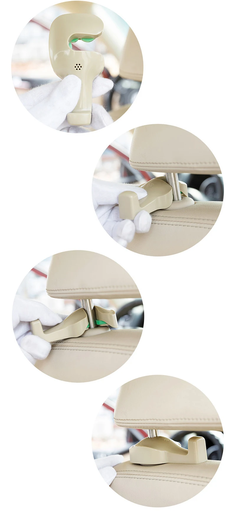 Auto Sitz Zurück Haken Kopfstütze Versteckte Halterung Auto Fahrzeug Rücksitz Organizer Auto Zubehör Hängen Haken Lagerung Aufhänger Universal – Detail 11