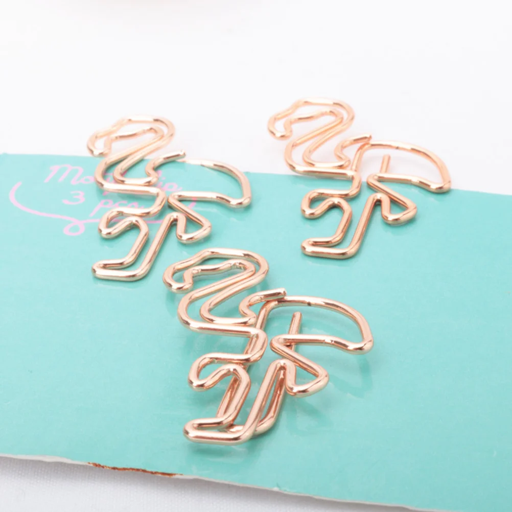 12pcs Flamingo Paper Clips Metal File Note Mark Bookmark Clips for Home Office School (Pink) metal paper clips
