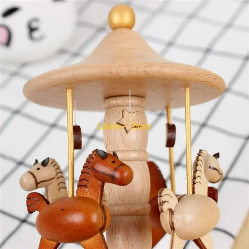 

Y4QA Элегантная деревянная музыкальная шкатулка с заводным декором стола, игрушка для классическая карусель с приводом от для G