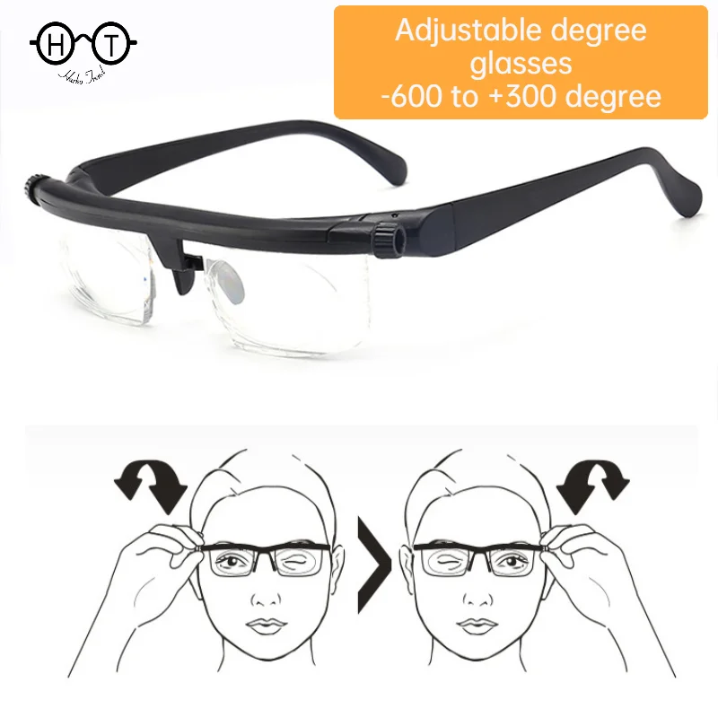 Double Vision Adjustable Degree Reading Glasses Universal Focal Length Correction Myopia Presbyopia Eyeglasses -6dTo +3d Glasses