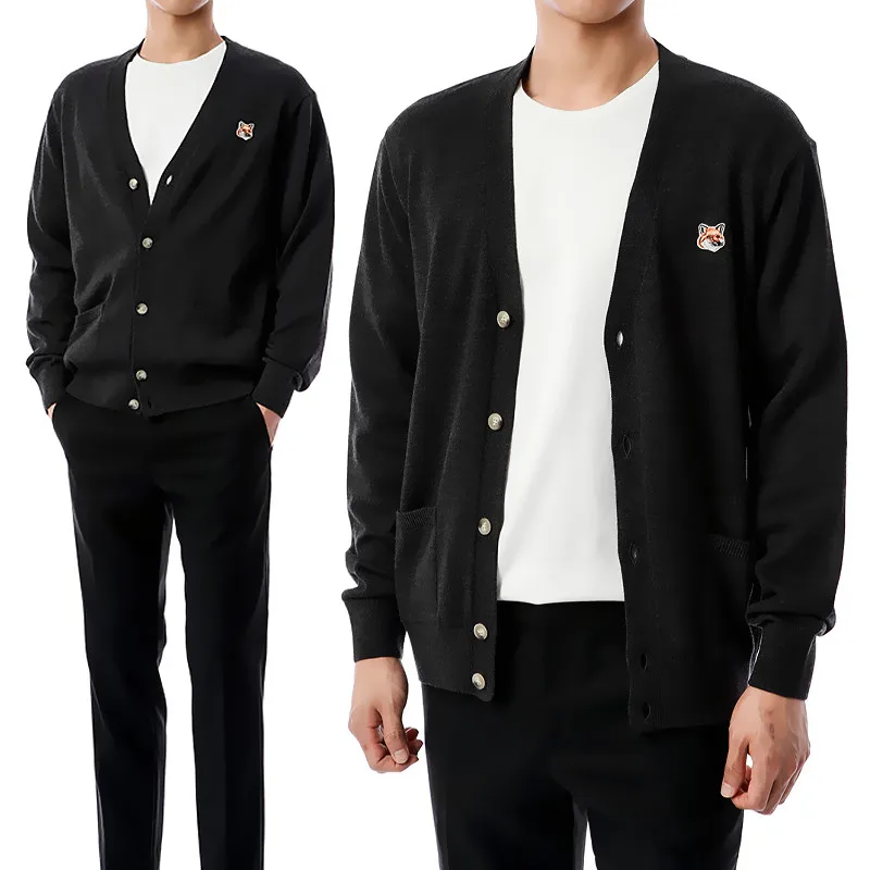 

Новинка 2024, вязаный свитер с вышивкой и v-образным вырезом, повседневная простая женская и мужская верхняя одежда, Long Sve, осенний сезон Faion