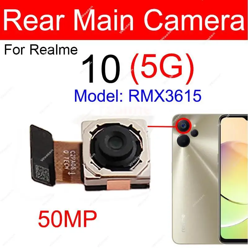 For Realme 10 10 Pro 10 Pro Plus 4G 5G Rear Back Main Front Facing Selfie Camera Module Flex Cable Parts