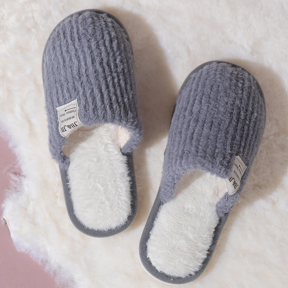 

Winter Men Flat Indoor Slippers Warm Plush Home Slipper Anti Slip Shoes Couples House Floor Soft Slides Pantuflas Hombre ﻿
