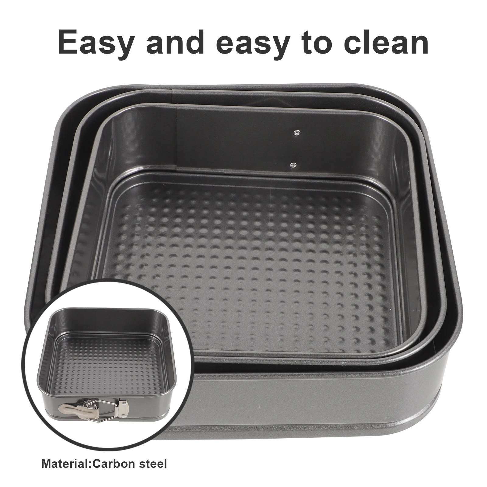 

3pc Square Non-Stick Cake Molds Carbon Steel Honeycomb Live Bottom Baking Tray Easy Release Dishwasher Safe For Wedding