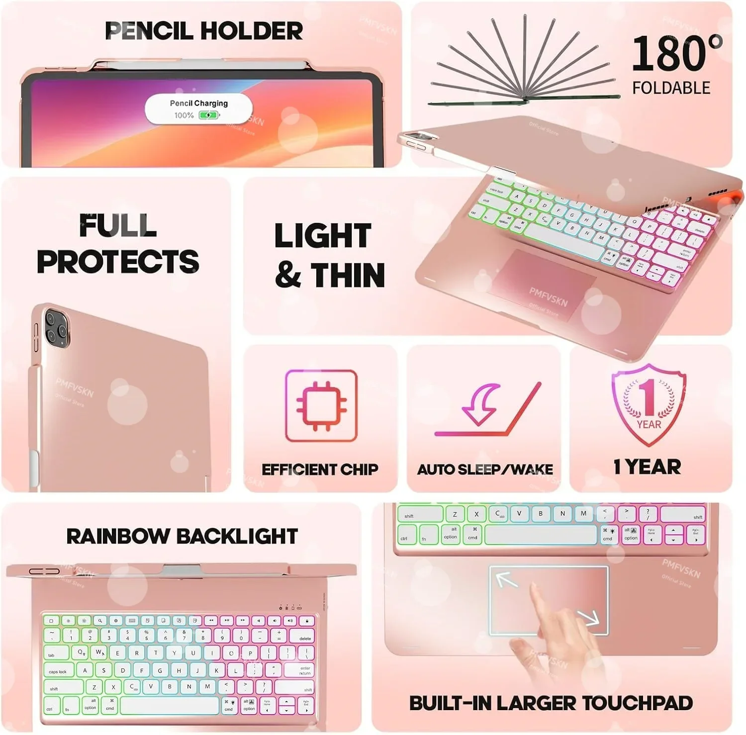 360° Rotatable Magic Keyboard For iPad Pro 13 M5 2025 Pro 12.9 3rd 4th 5th 6th Tablet Case For iPad Air 13 inch M2 M3 2024 2025
