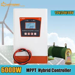 Double MPPT Charge Controller Solar & Wind Hybrid System 6000w 12v 24v & 24v 48v Auto Regulator Home Use Wind Turbine Generator