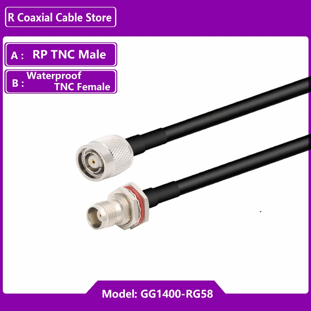 RG58 Cable Waterproof TNC Female Nut Bulkhead to TNC Male Plug Connector RF Coaxial Extension 50 Ohm Pigtail Jumper Adapter