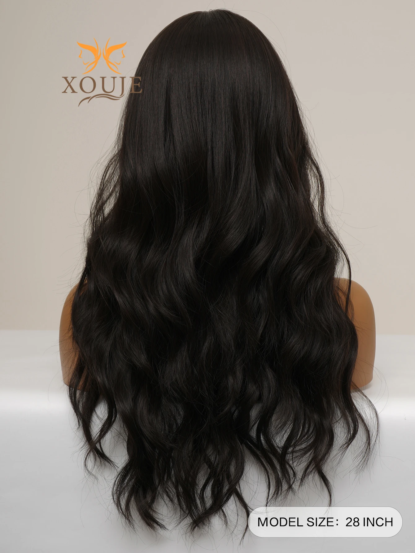 XOUJE Brown Wavy Curly Wigs Hair Beautiful pretty Fashion Ladies Wigs Synthetic Heat Resistant Fiber Wigs for Daily Use