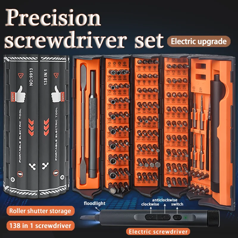 138 in 1 Precision Electric Screwdriver Set Multi-function Magnetic Repair Tool Kit for iPhone Xiaomi Camera Glasses Laptop PC