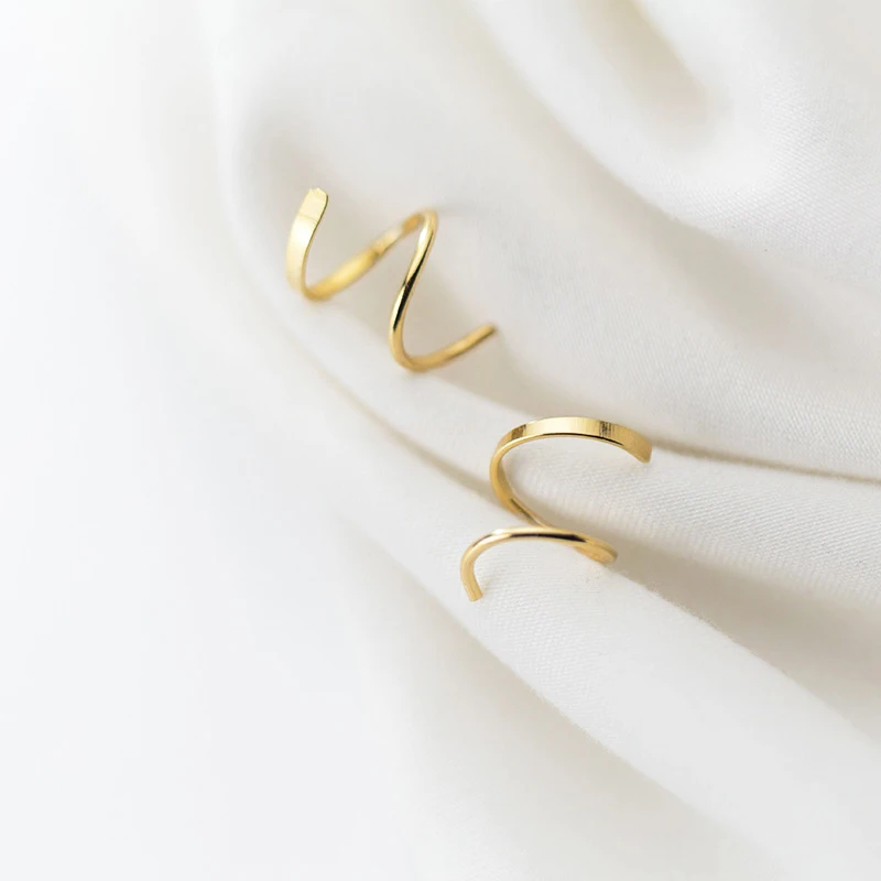 Modian-Boucles d'oreilles créoles géométriques en spirale pour femmes, argent regardé 925 authentique, boucle d'oreille simple document en or, bijoux fins à la mode