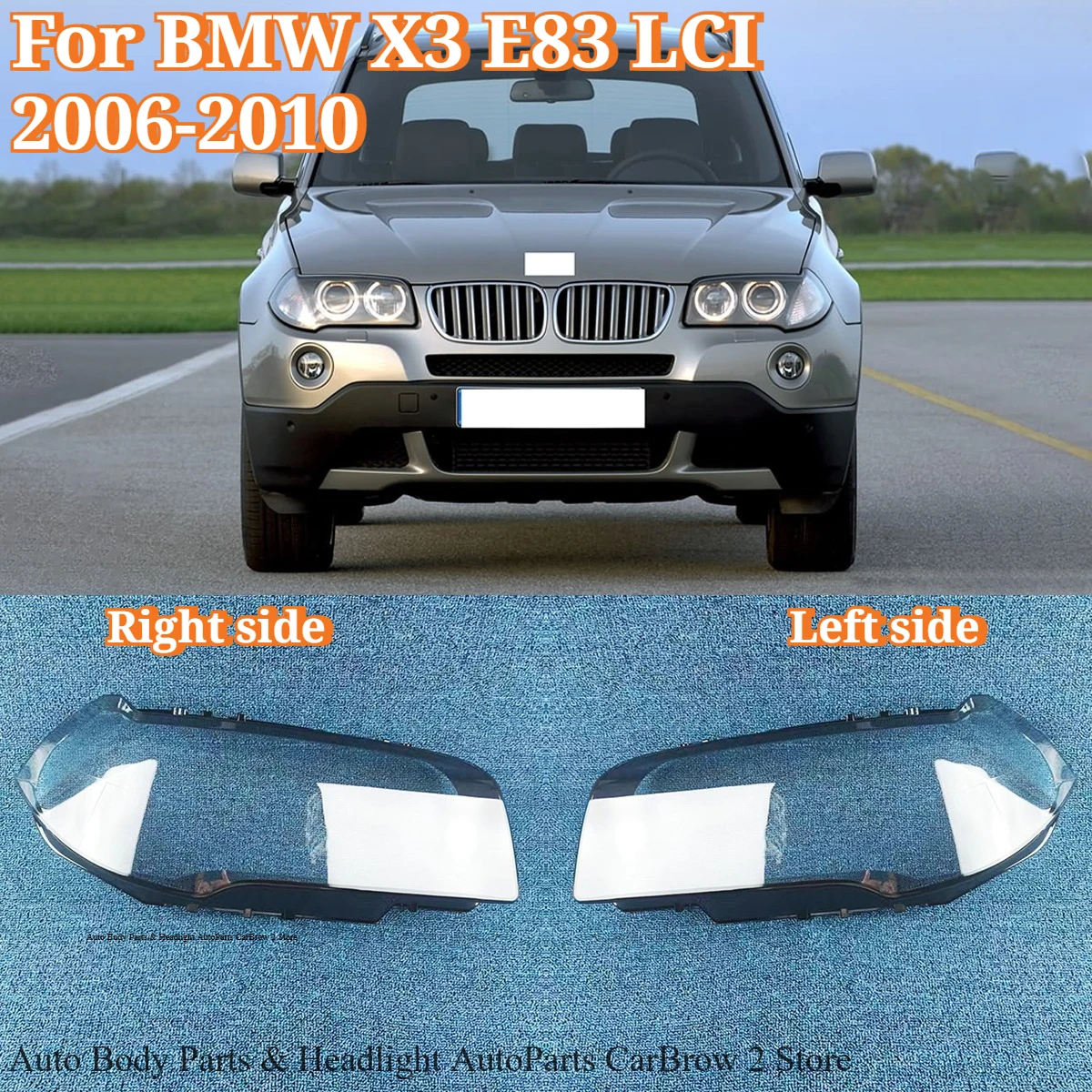 Left and Right Headlamp Outer Lens Clear Lamp Panel Replacement For BMW X3 E83 LCI 2006 2007 2008 2009 Protective Lamp Shield