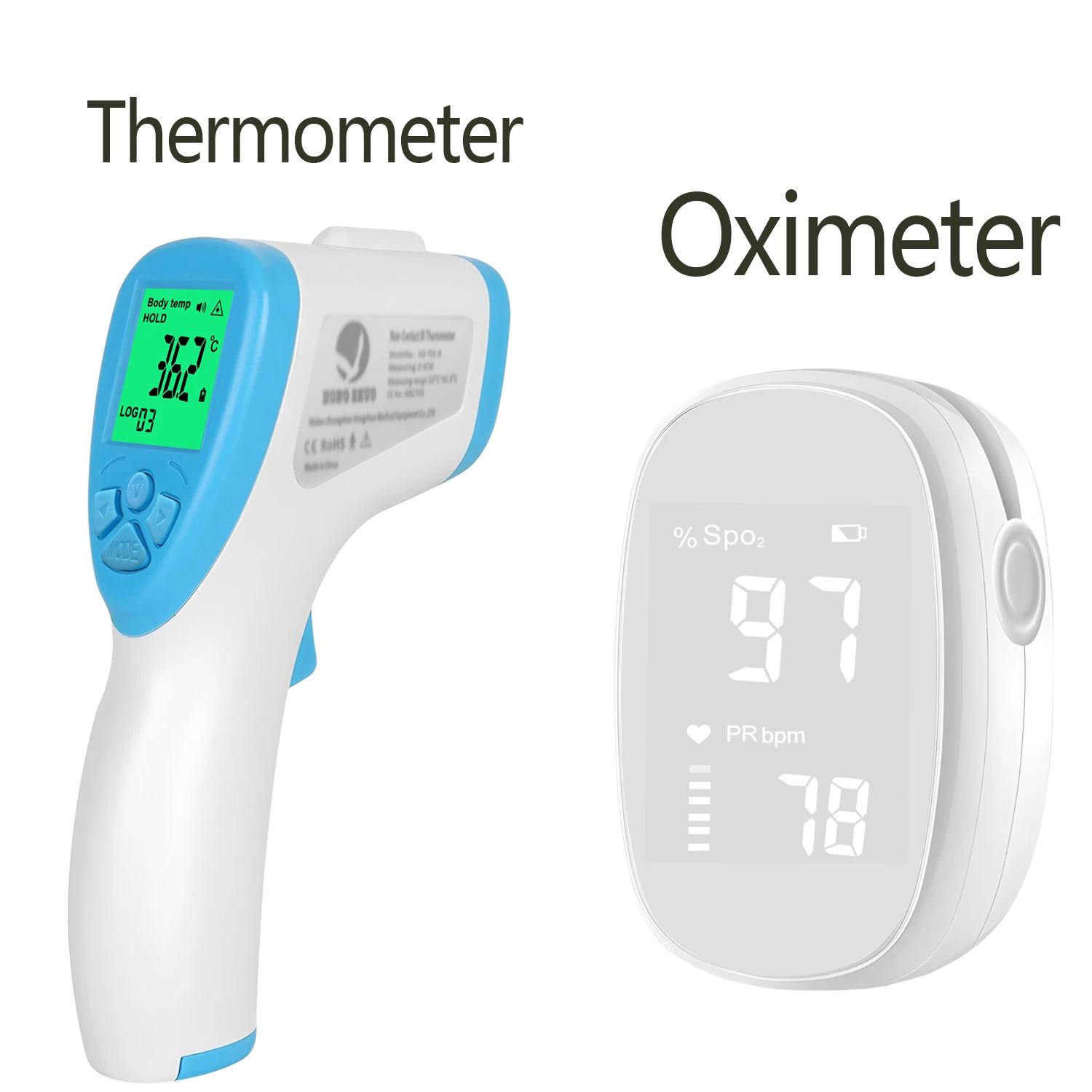 Digital Forehead Thermometer Electronic Contactless Clinical Accuracy Non-contact Body Temperature Fingertip Oximeter Oxygen