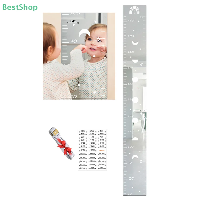 ﻿Puzzle Mirror Growth Chart Ruler Shatterproof Acrylic Height Measurement Mirror Ruler Wall Decoration Full Body Mirror