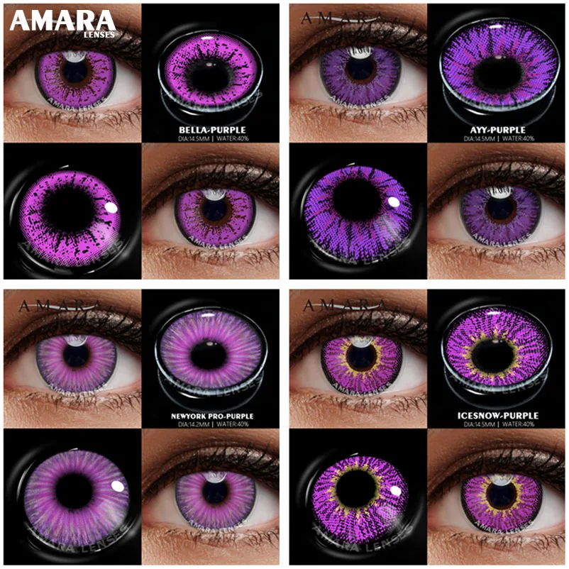 2 uds lentes de contacto de Color para ojos Anime Cosplay lentes de colores púrpura gris rojo lentes multicolores lentes de contacto maquillaje de belleza
