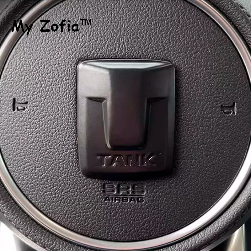 For Great Wall GWM Tank 300 2023 2024 2025 Car Front Emblem Badge Decals Black Steering Wheel Hub Logo Grille Cover Accessories