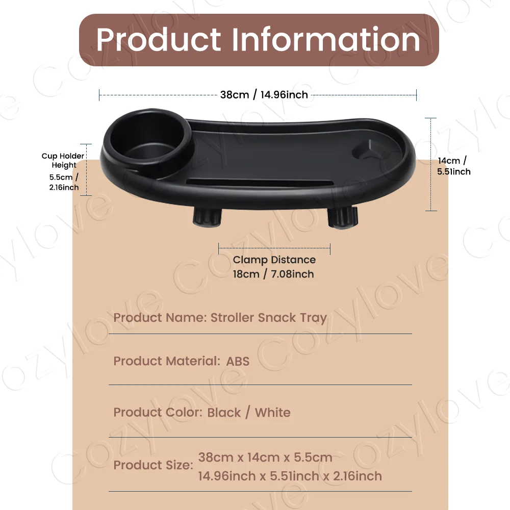 Detachable Stroller Snack Tray with Cup Slot | Universal Fit for Most Strollers, BPA-Free for Toddler Self-Feeding