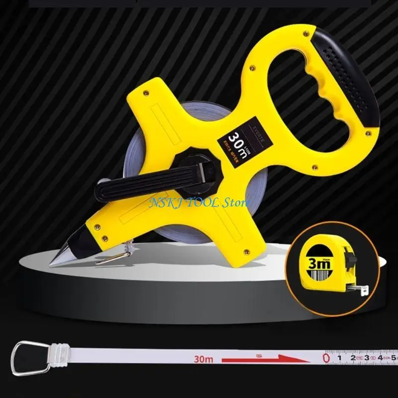 

L8RC Heavy Duty Measuring Tape Hanging Handle Waterproof Nylon Fiber & Reward Tape