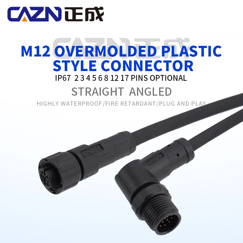 Factory 1 Meters M12 Plastic Type 2 3 4 5 6 8 12 Pins Plastic Waterproof Connectors Unshielded Female Molding Cables