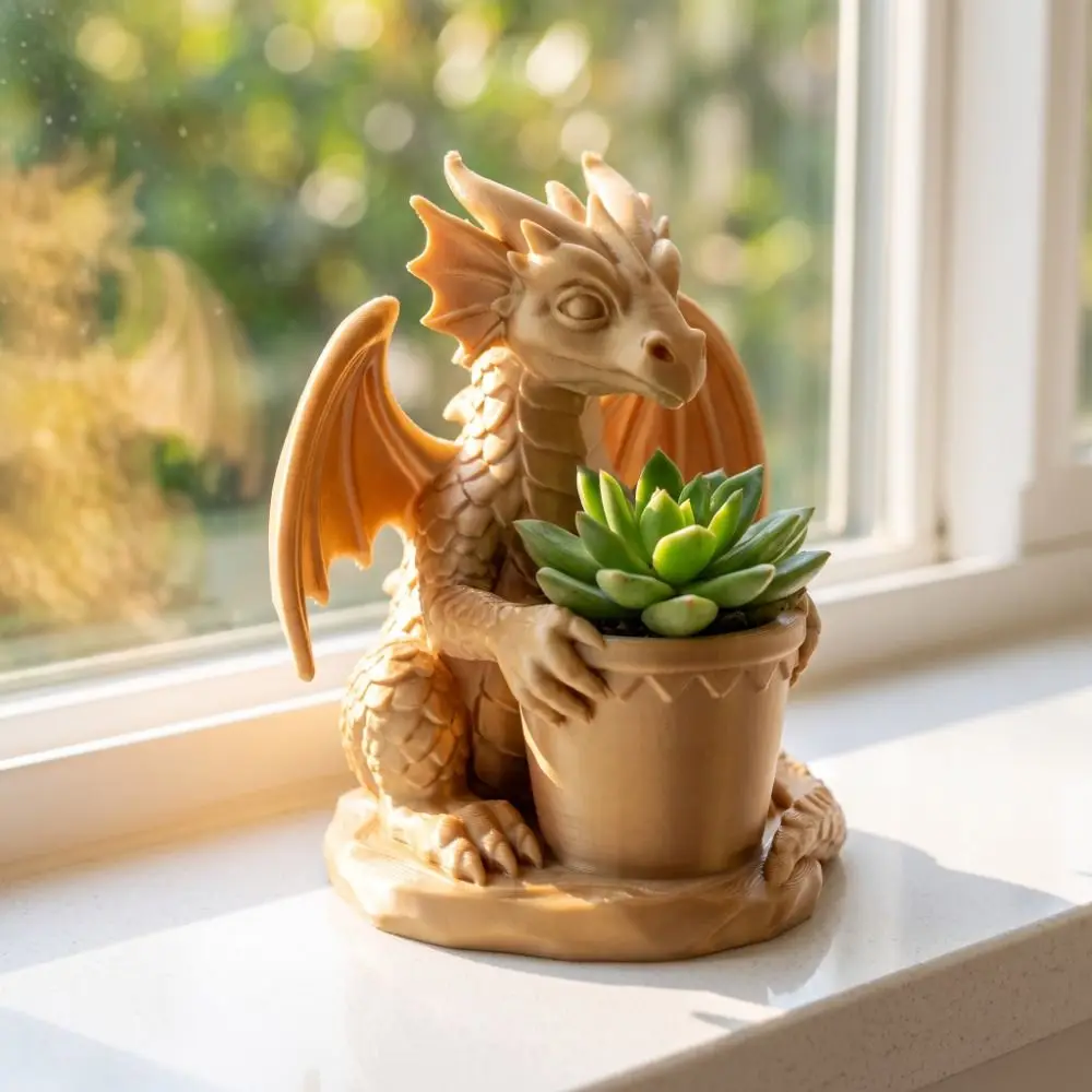 Figurine Gothic Style Dragon Planter Pot Home Decoration 3D Printed Dragon Statue Mini Storage Box Desktop Ornaments Gift