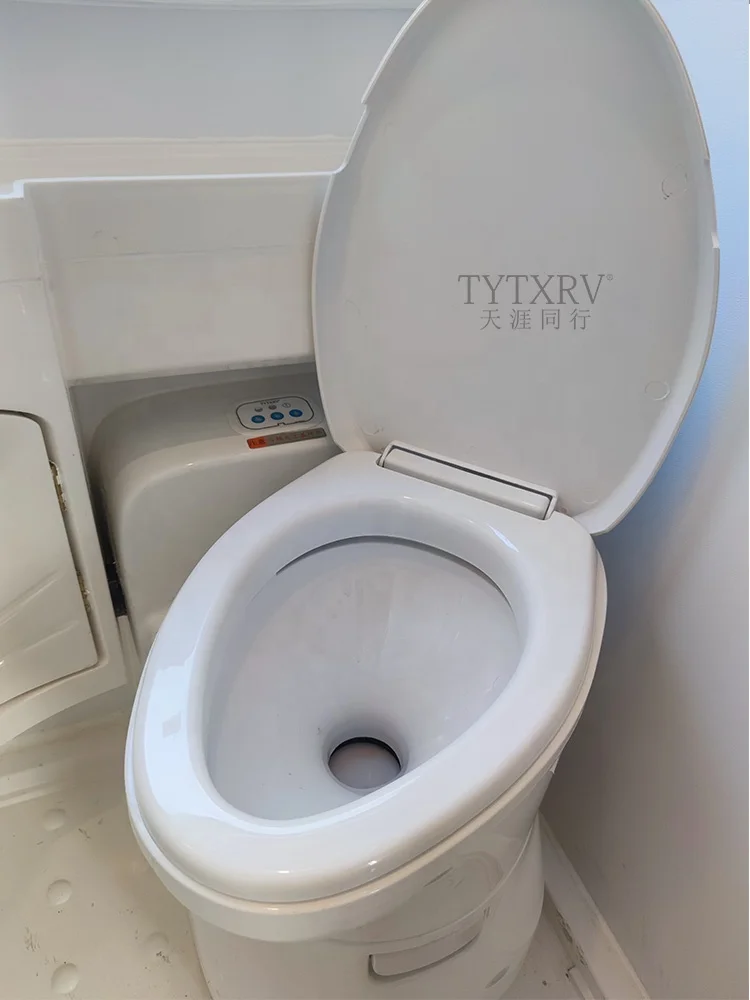 22L مرحاض متنقل كهربائي صندوق مرحاض دوار مع خزان دافق وقابل للسحب لليخوت متنقل